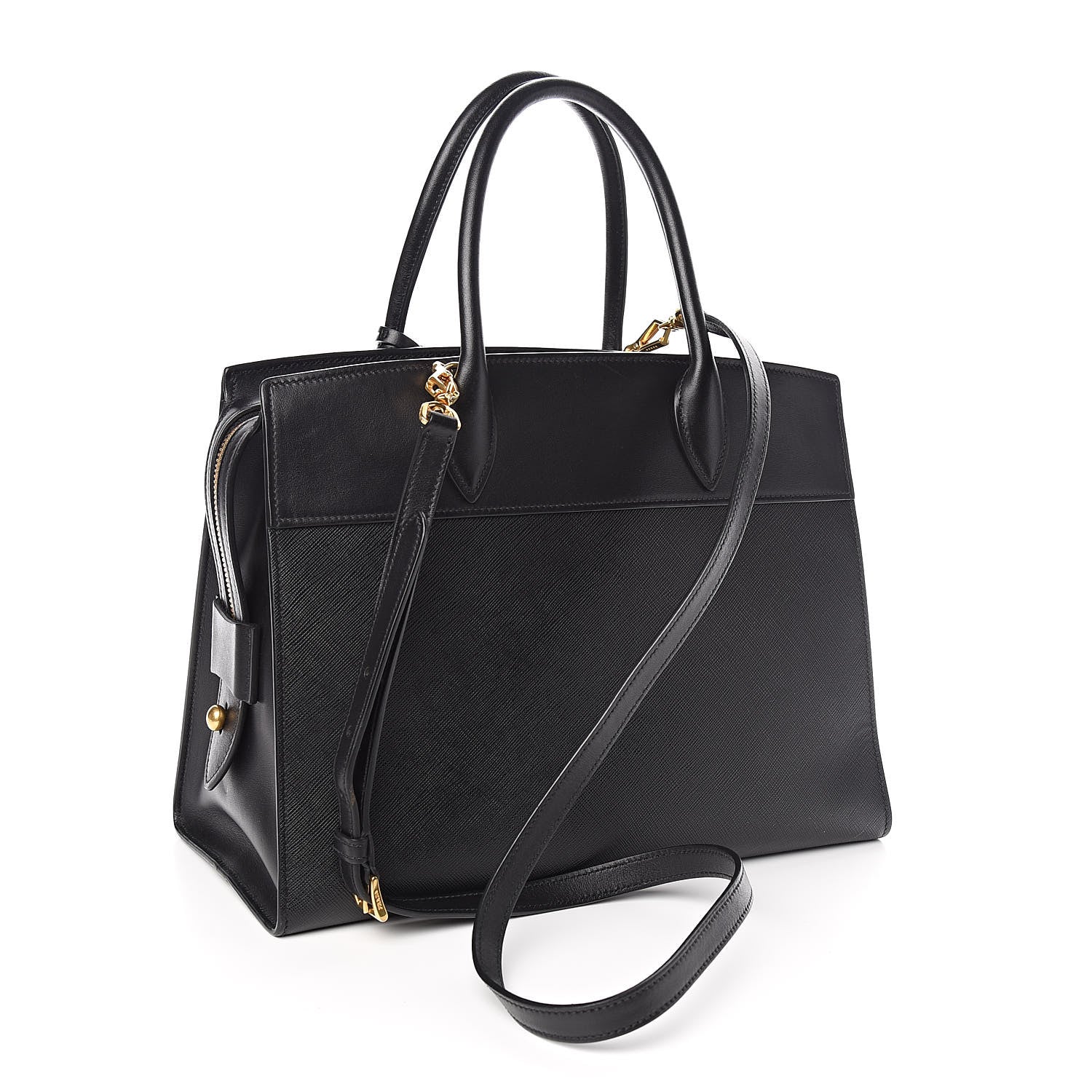 Prada Saffiano City Calfskin Esplanade Tote Black 3 of 10