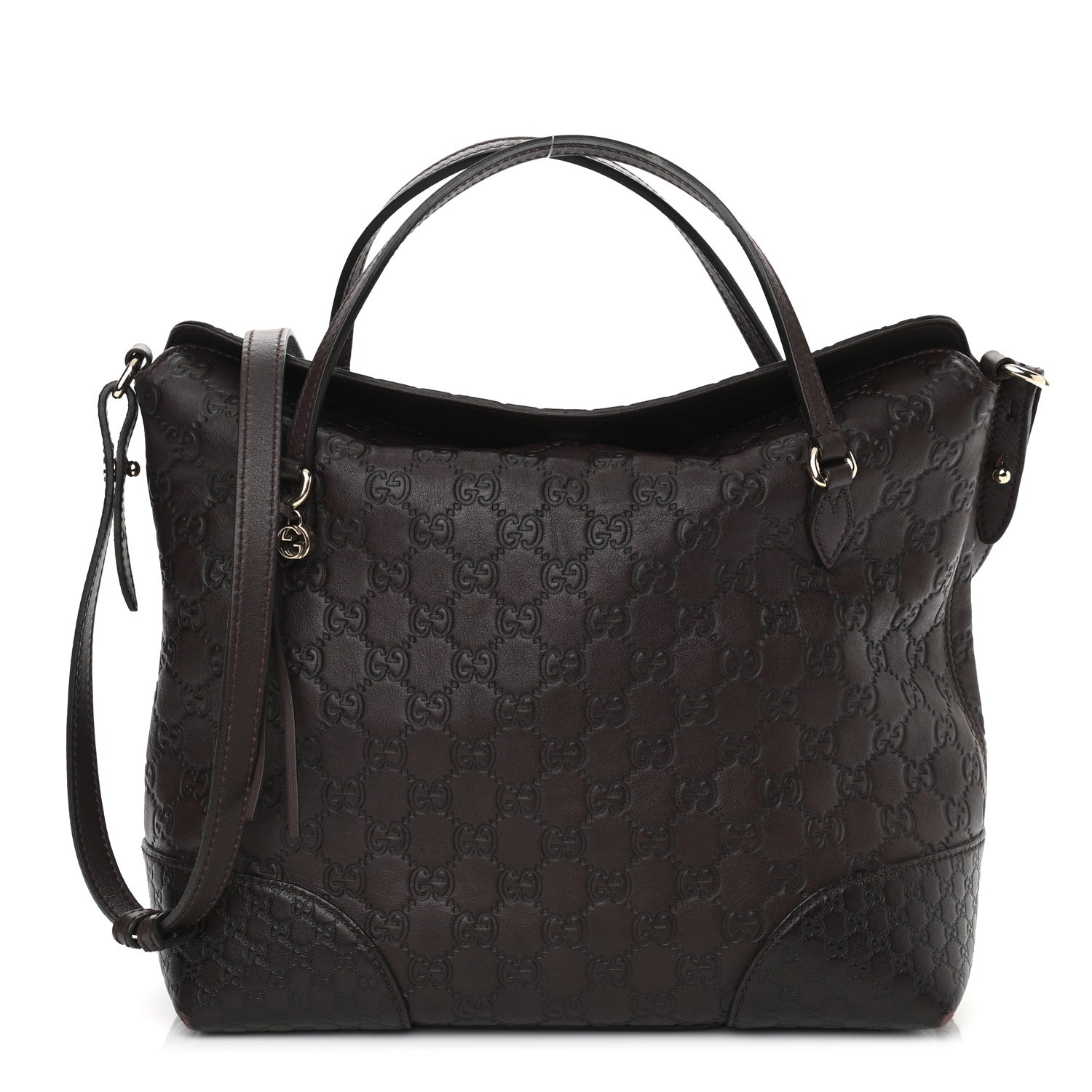 Gucci Guccissima Medium Bree Foldover Tote Chocolate 1 of 10
