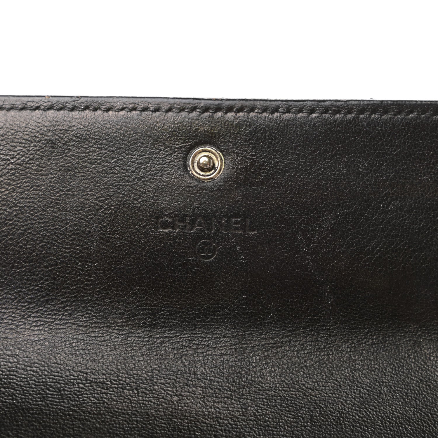 Chanel Perforated Lambskin Quilted Large Gusset Flap Wallet Black 6 of 7