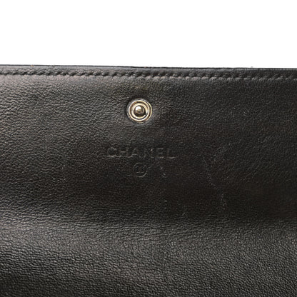 Chanel Perforated Lambskin Quilted Large Gusset Flap Wallet Black 6 of 7