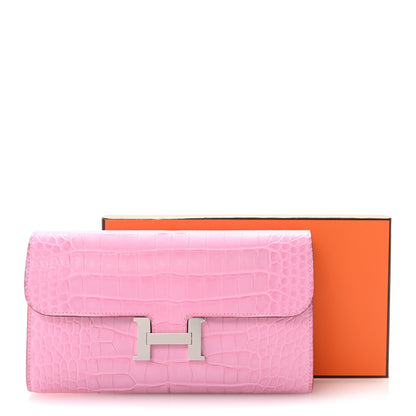 Hermes Matte Alligator Constance Long Wallet 5P Pink 9 of 9