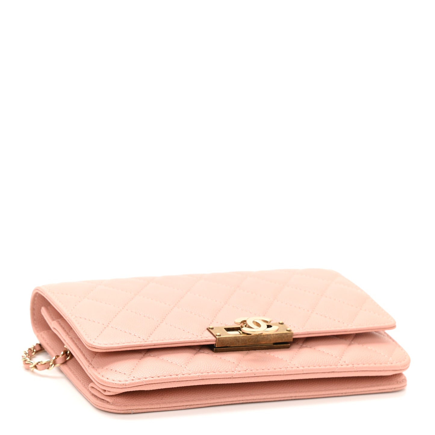Caviar Quilted Golden Class Wallet On Chain WOC Pink