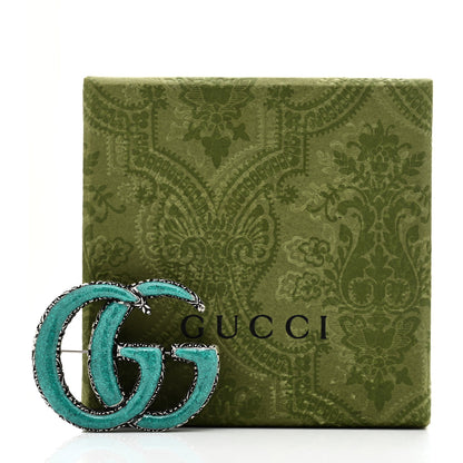 Gucci Sterling Silver Enamel GG Brooch Turquoise 4 of 4