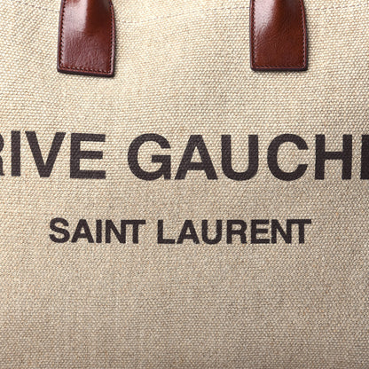 Saint Laurent Linen Calfskin Rive Gauche Tote Natural 7 of 9