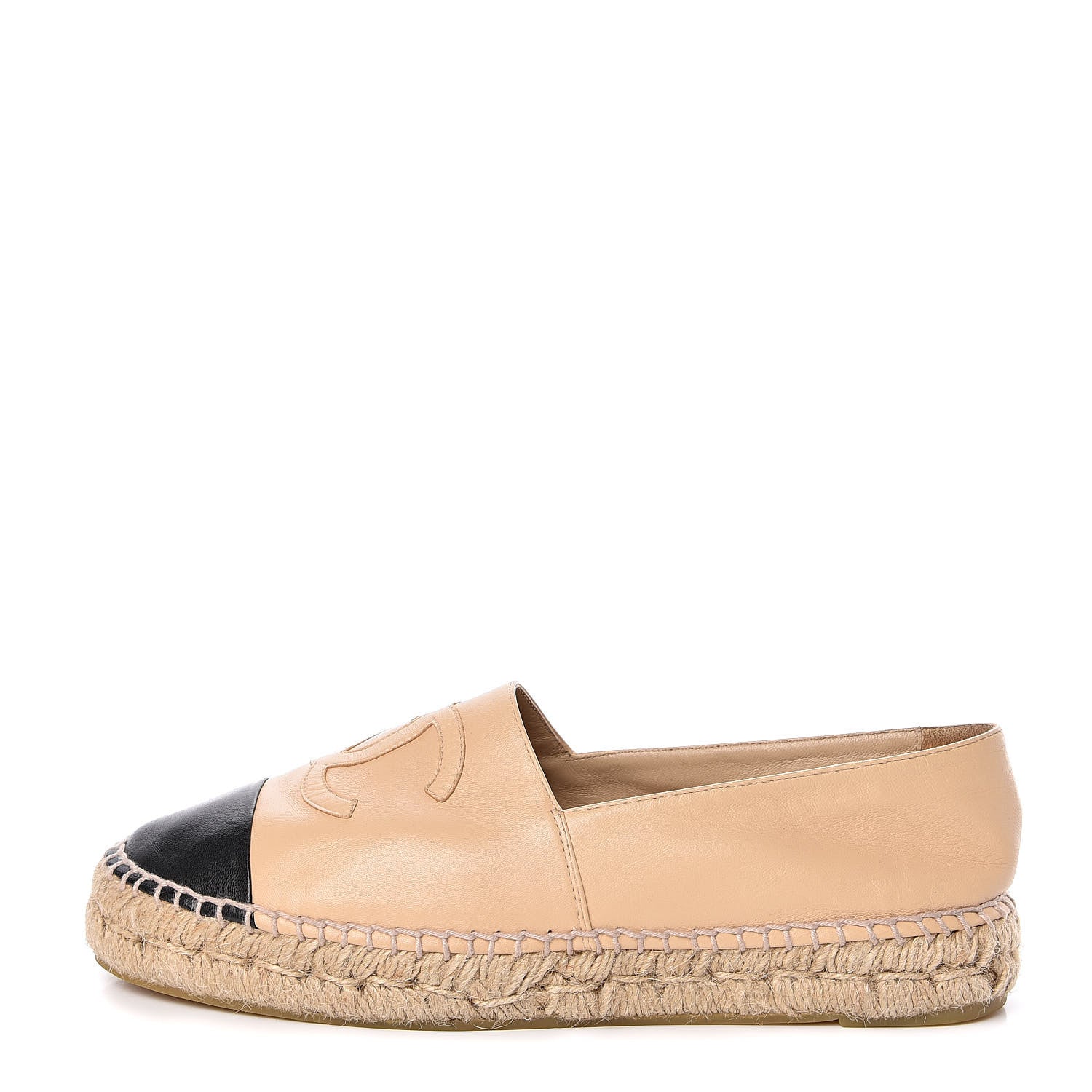 Chanel Lambskin CC Espadrilles 40 Beige Black 1 of 11