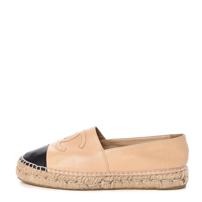 Chanel Lambskin CC Espadrilles 40 Beige Black 1 of 11