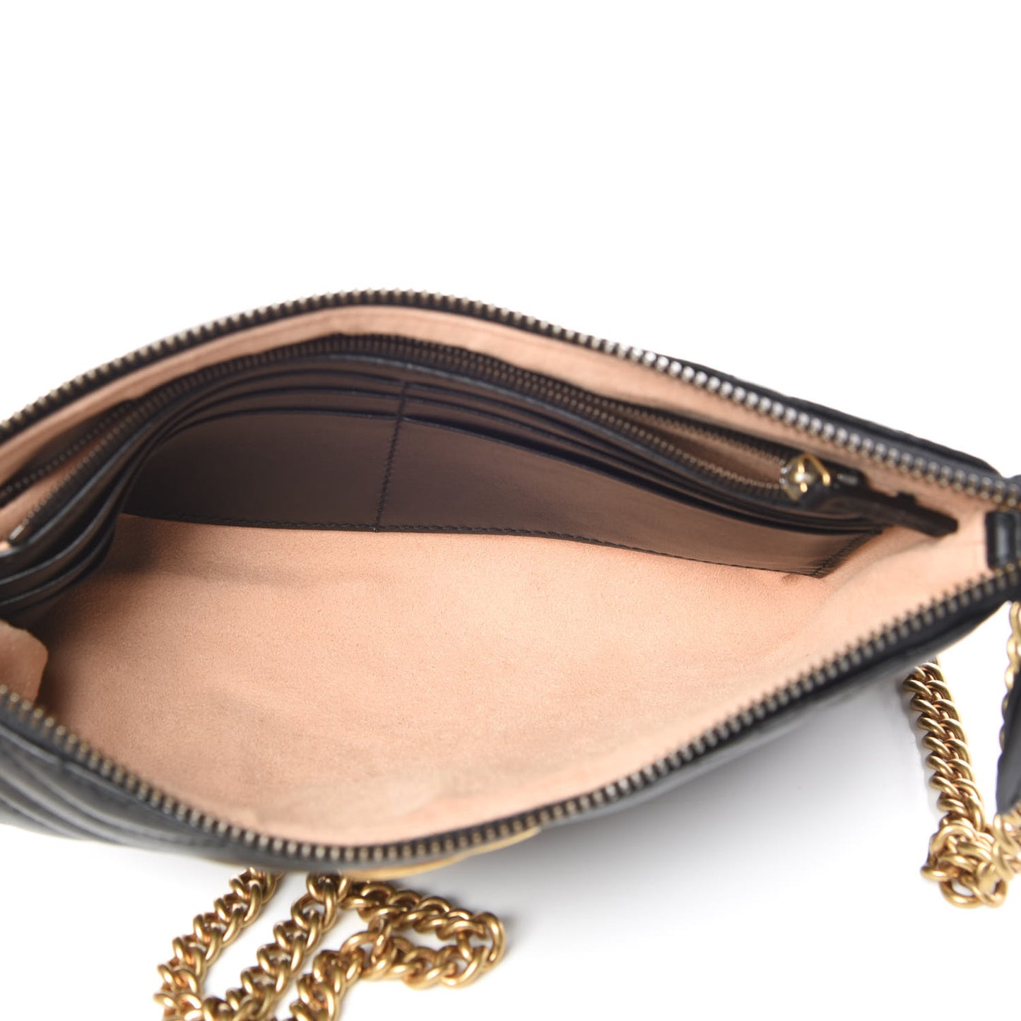 Calfskin Matelasse Mini GG Marmont Chain Bag Black