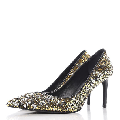Saint Laurent Sequin Paris 80 Pumps 39 Gold Silver 3 of 16