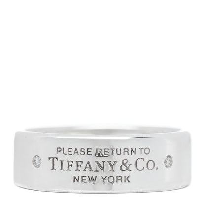Tiffany Sterling Silver Diamond Return to Tiffany Narrow Ring 50 5.5 1 of 5