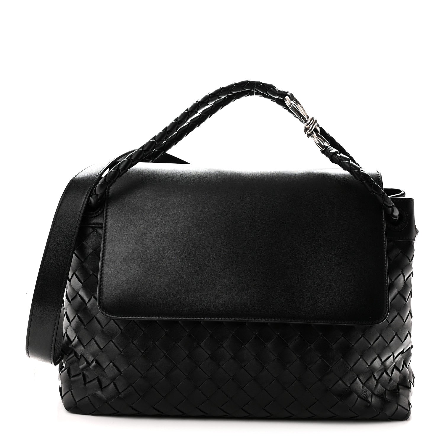 Bottega Veneta Calfskin Intrecciato Medium Andiamo Messenger Bag Black 1 of 10