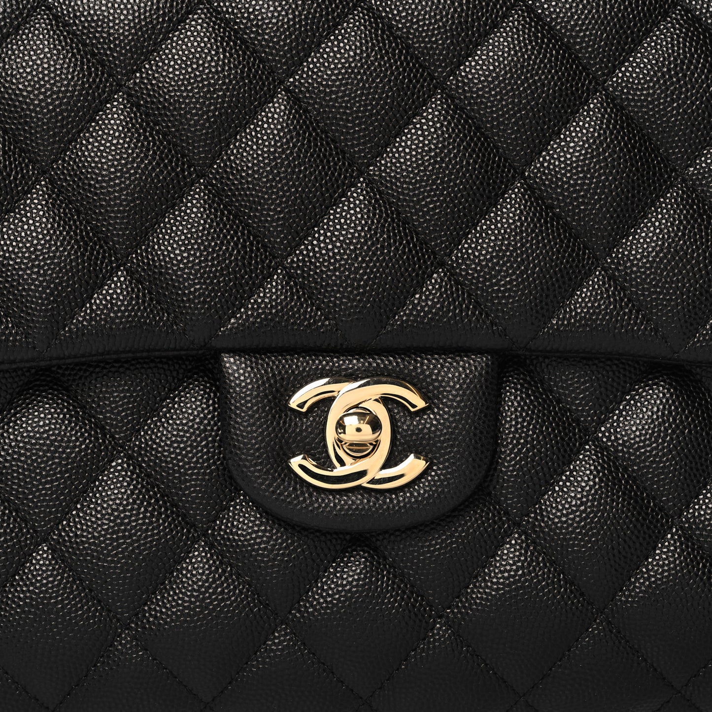 Caviar Quilted Flap Clutch Black