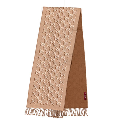 Gucci Wool GG Shadow Monogram Scarf Beige 2 of 4