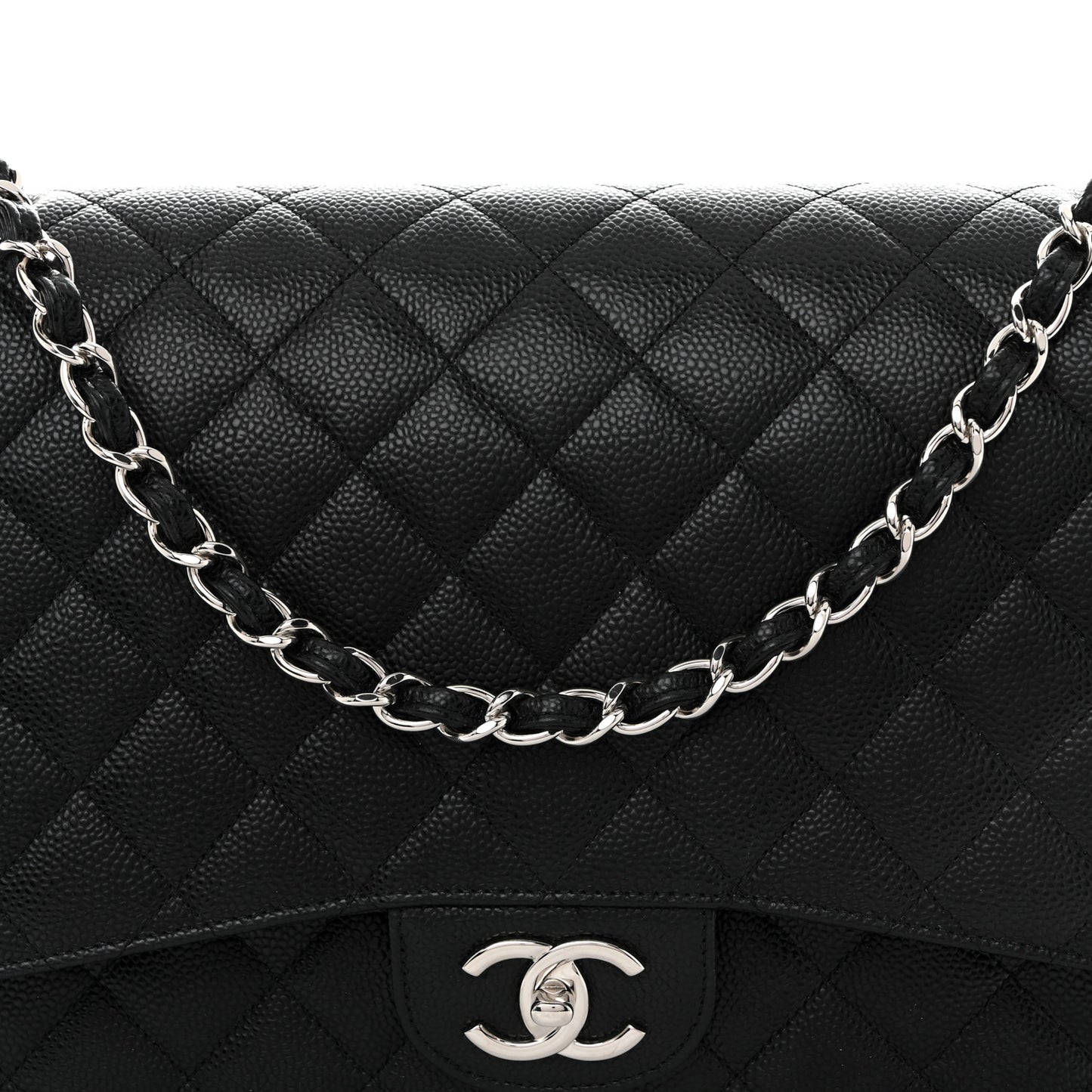 Caviar Quilted Maxi Double Flap Black