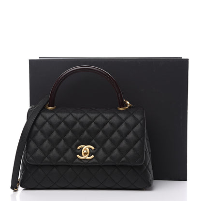 Chanel Caviar Lizard Embossed Quilted Small Coco Handle Flap Black 10 of 10