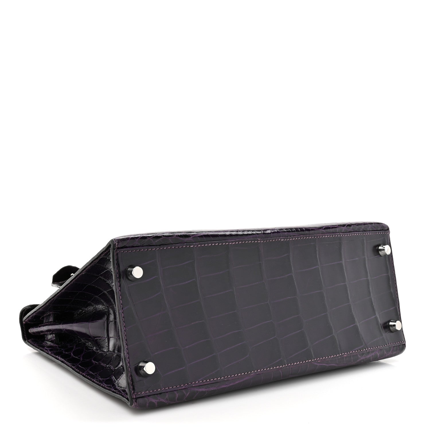 Hermes Shiny Niloticus Crocodile Kelly Sellier 28 Amethyst 6 of 23
