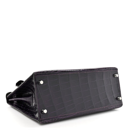 Hermes Shiny Niloticus Crocodile Kelly Sellier 28 Amethyst 6 of 23