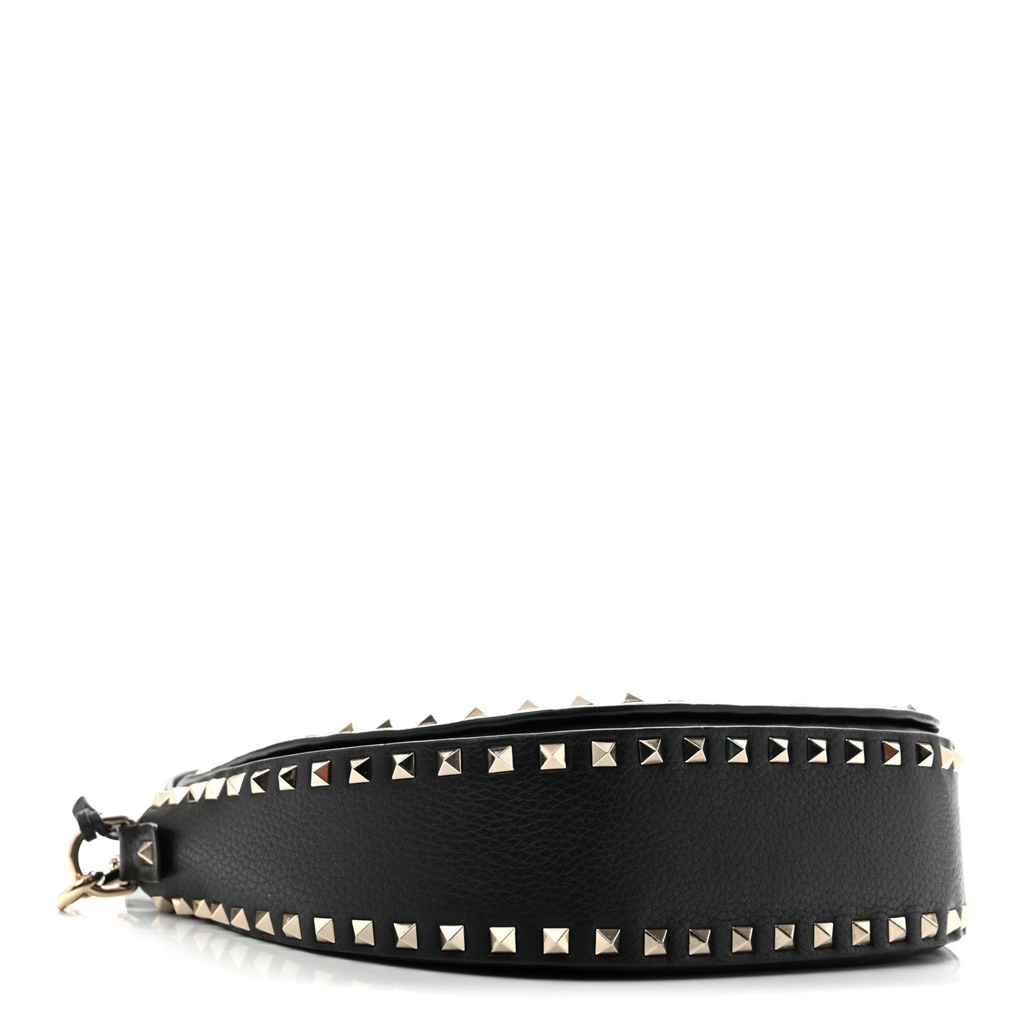 Grained Calfskin Rockstud Saddle Bag Black
