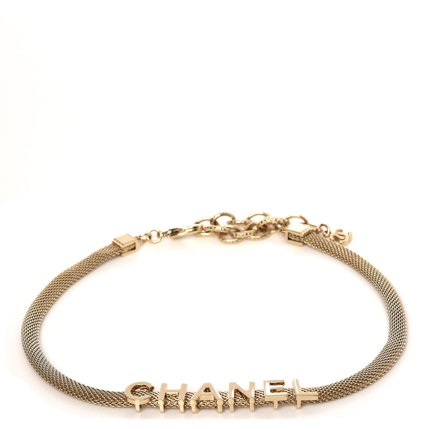 Chanel Mesh Logo Choker Necklace Gold 1 of 4