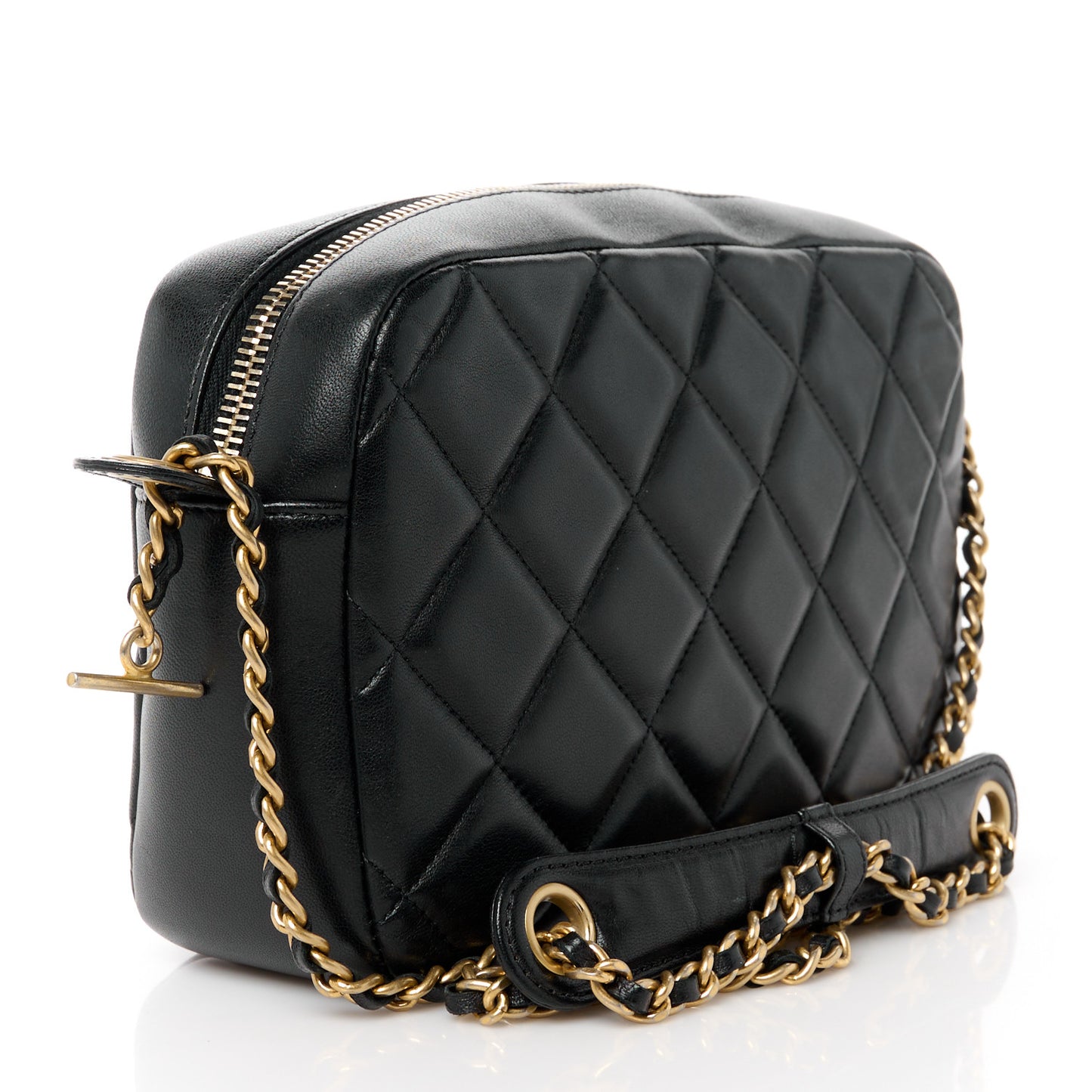Lambskin Quilted Small Diamond CC Camera Case Black