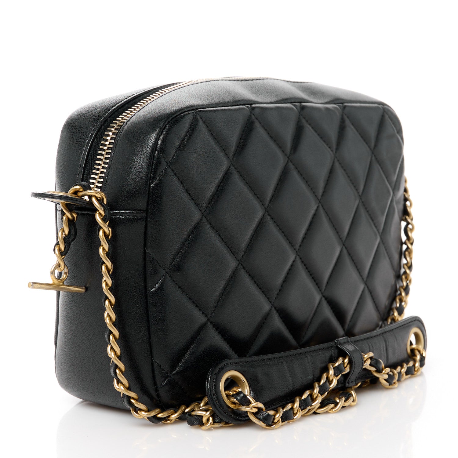 Chanel Lambskin Quilted Small Diamond CC Camera Case Black 3 of 10