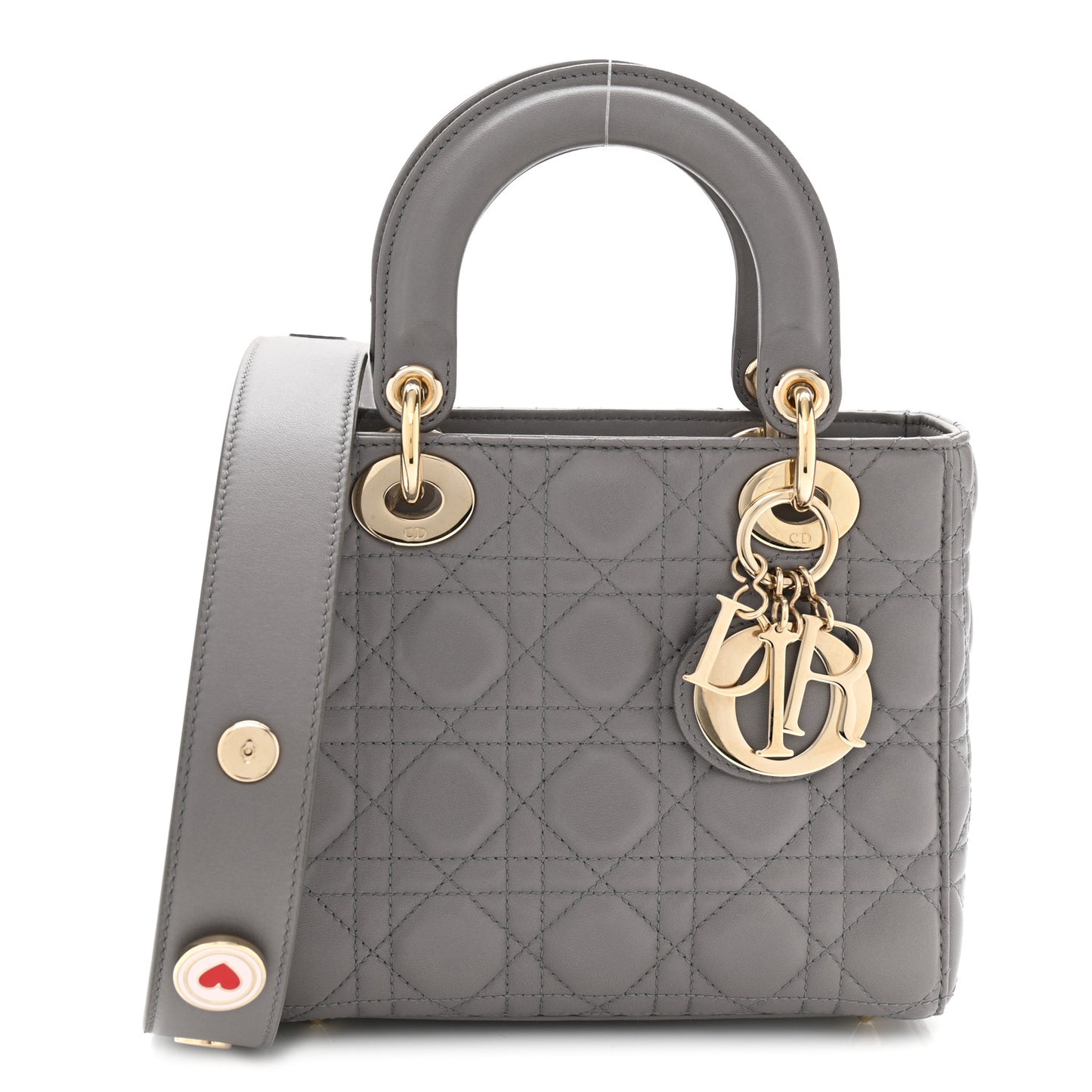 Lambskin Cannage Small Lucky Badges My Lady Dior Grey