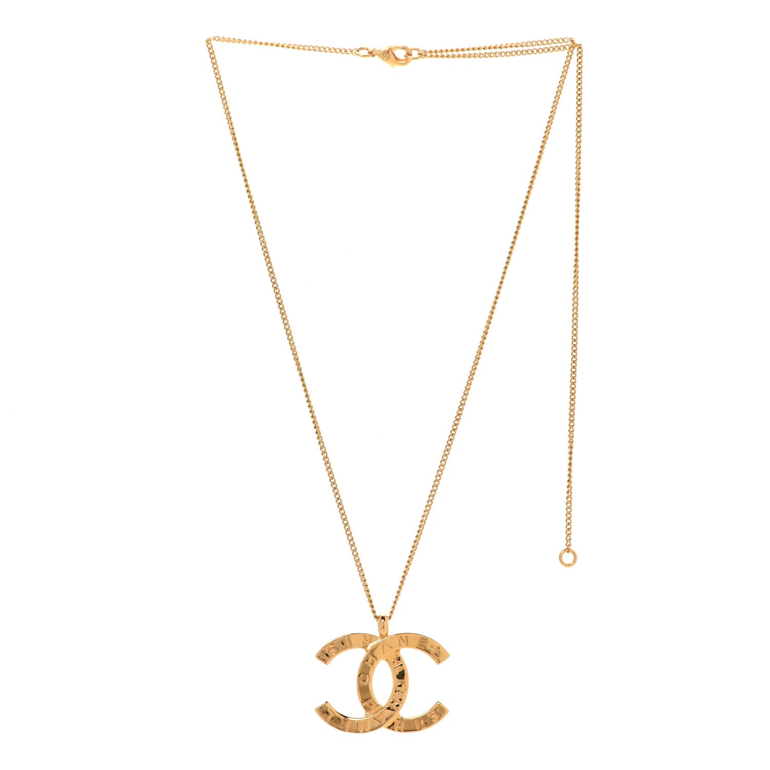 Chanel Metal CC Paris Button Necklace Gold 3 of 6