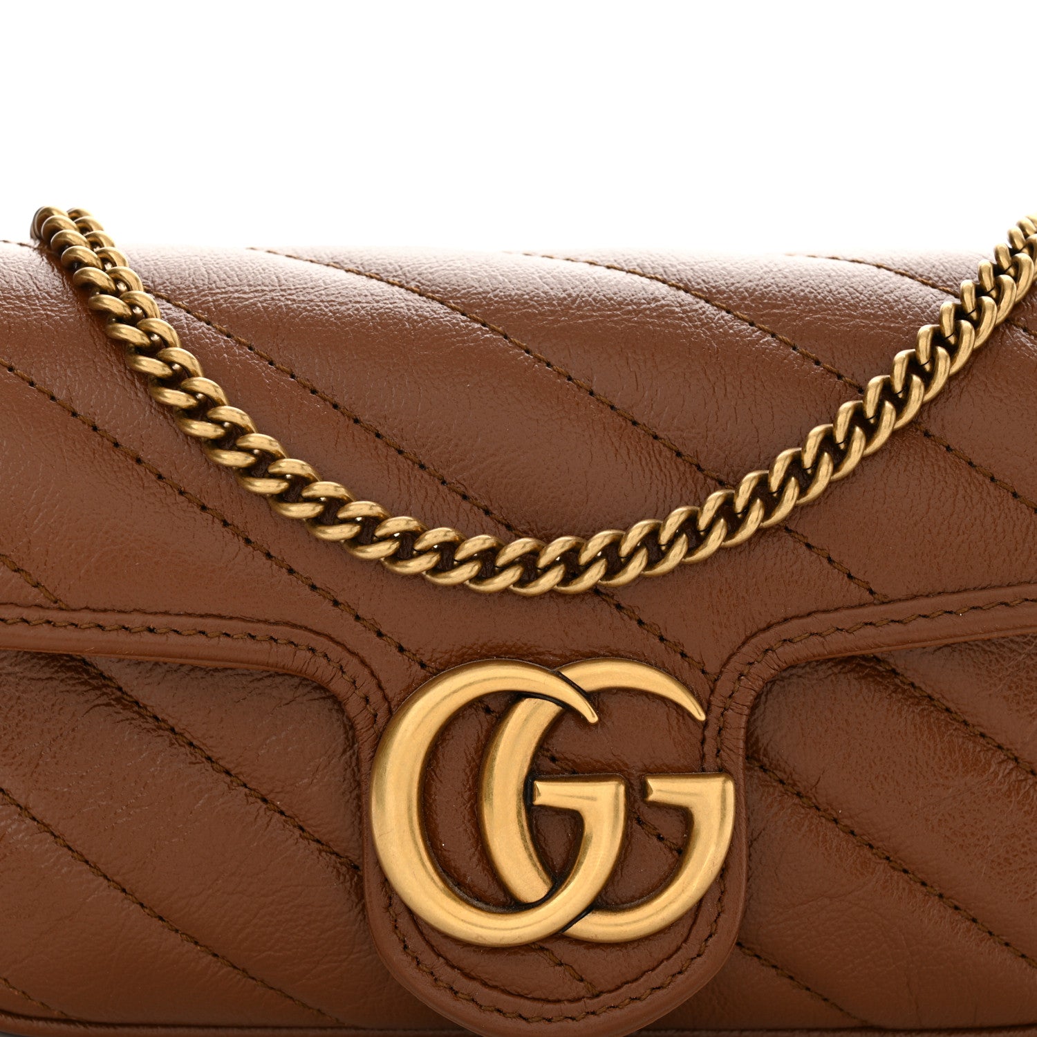 Gucci Azalea Calfskin Matelasse Diagonal Super Mini GG Marmont Shoulder Bag Cuir 8 of 10