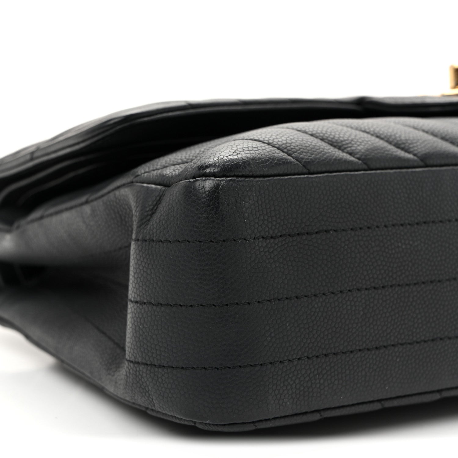 Chanel Matte Caviar Chevron Quilted Medium Double Flap Black 9 of 10