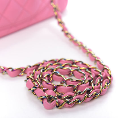 Chanel Lambskin Quilted Mini Rectangular Flap Pink Yellow 10 of 11