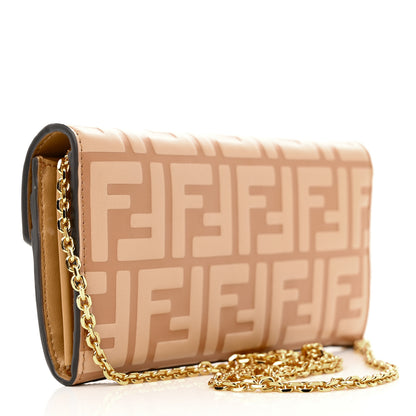 Fendi Vitello Termolagoon F is Fendi FF 1974 Embossed Continental Envelope Wallet On Chain Miele Scuro 3 of 12