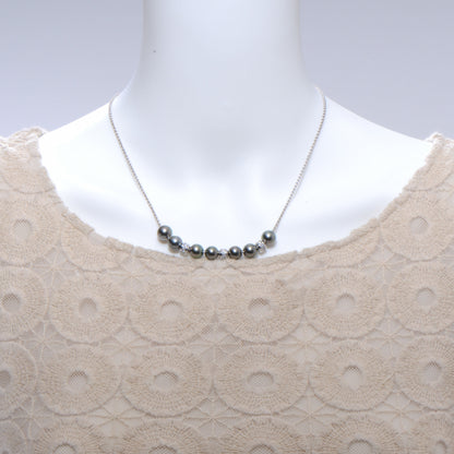 Mikimoto 18k White Gold Diamond 7mm Black South Sea Pearls in Motion Necklace 2 of 4