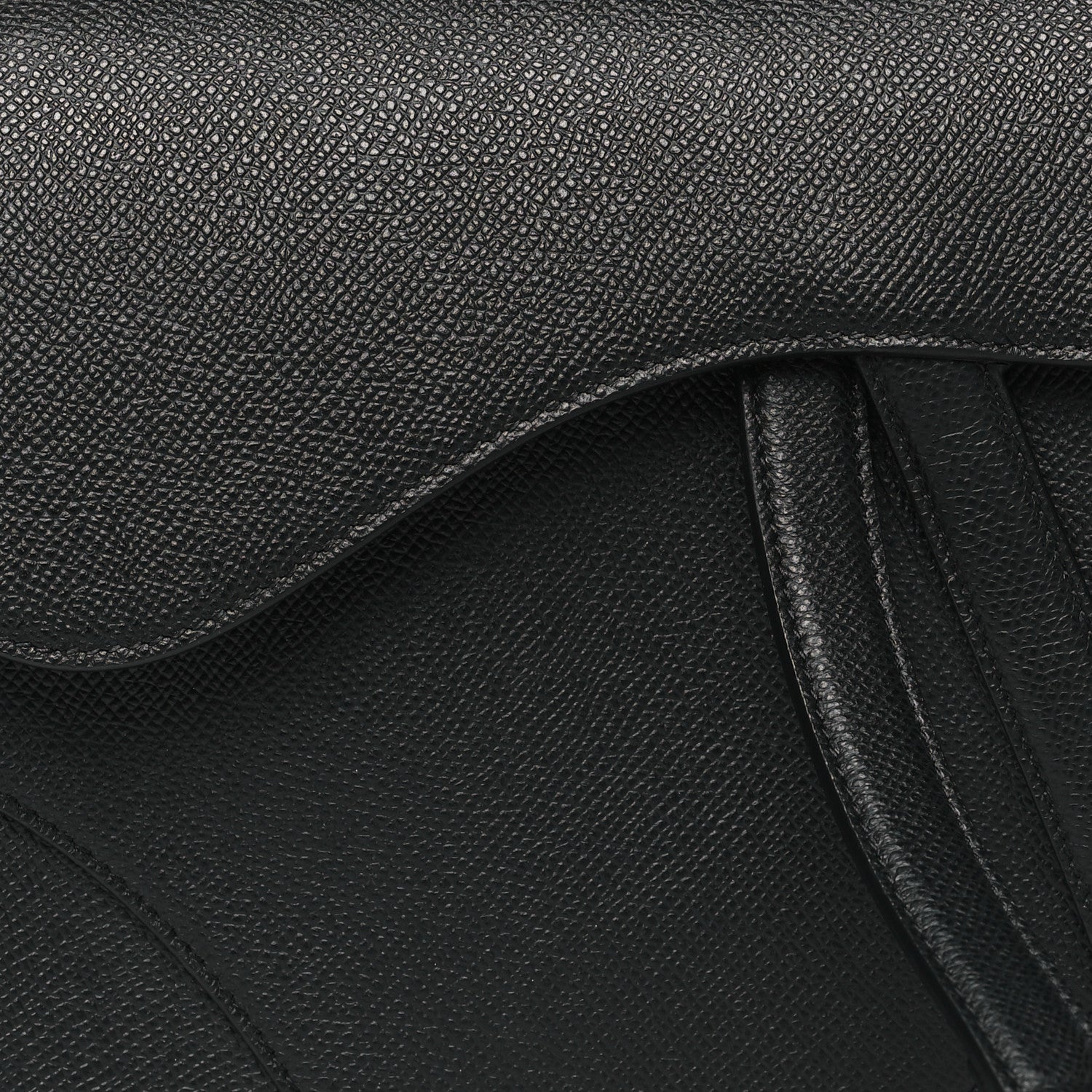 Christian Dior Grained Calfskin Saddle Bag Black 8 of 10