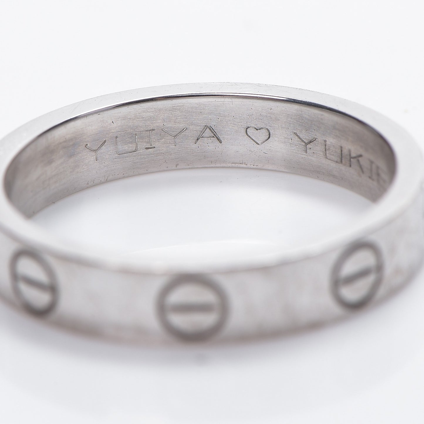 18K White Gold 4mm LOVE Wedding Band Ring 51 5.75