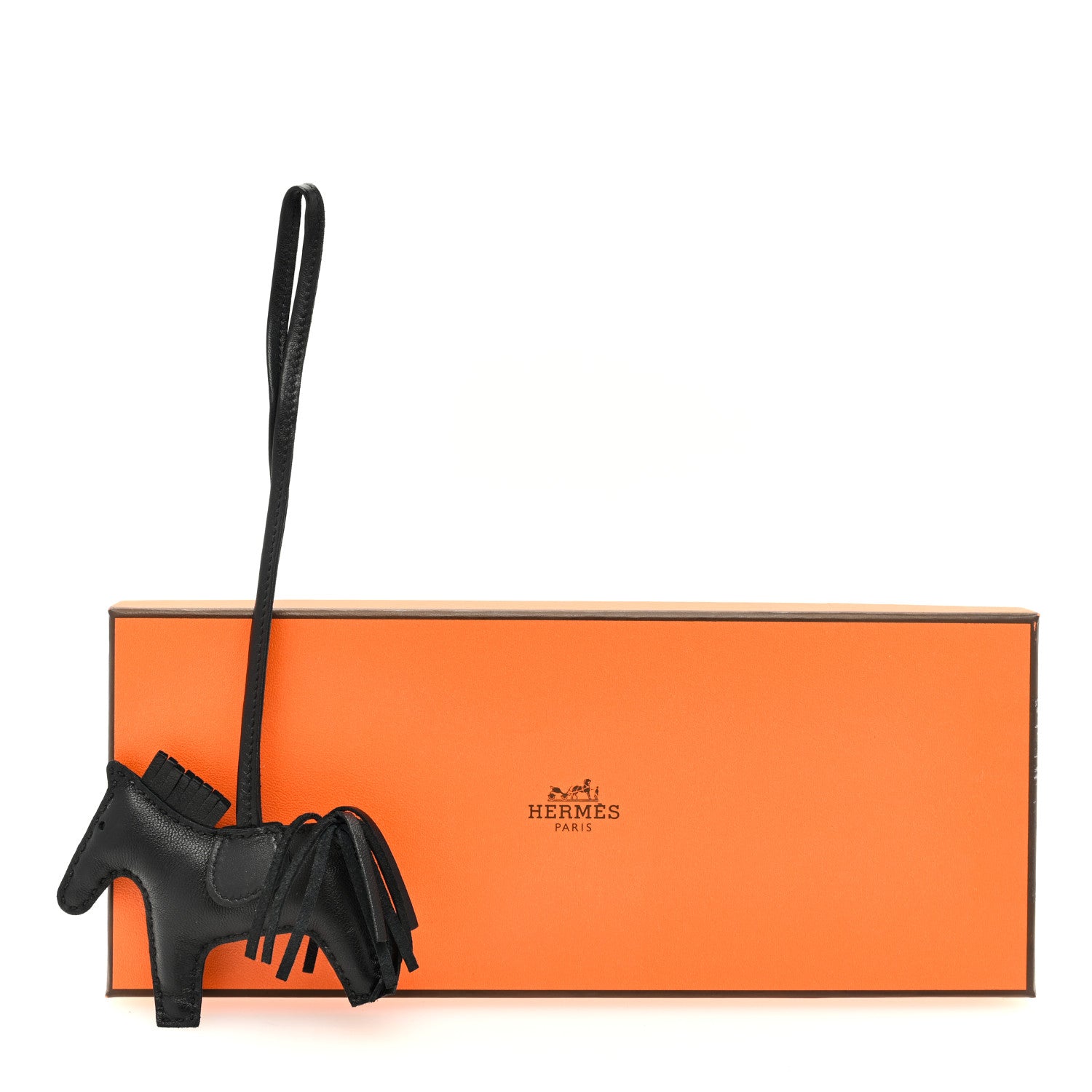 Hermes Milo Lambskin Grigri Rodeo Horse Bag Charm PM So Black 4 of 4