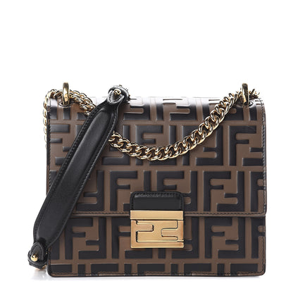 Fendi Vitello Liberty Bi-Color FF 1974 Embossed Small Kan U Shoulder Bag Maya Black 1 of 8