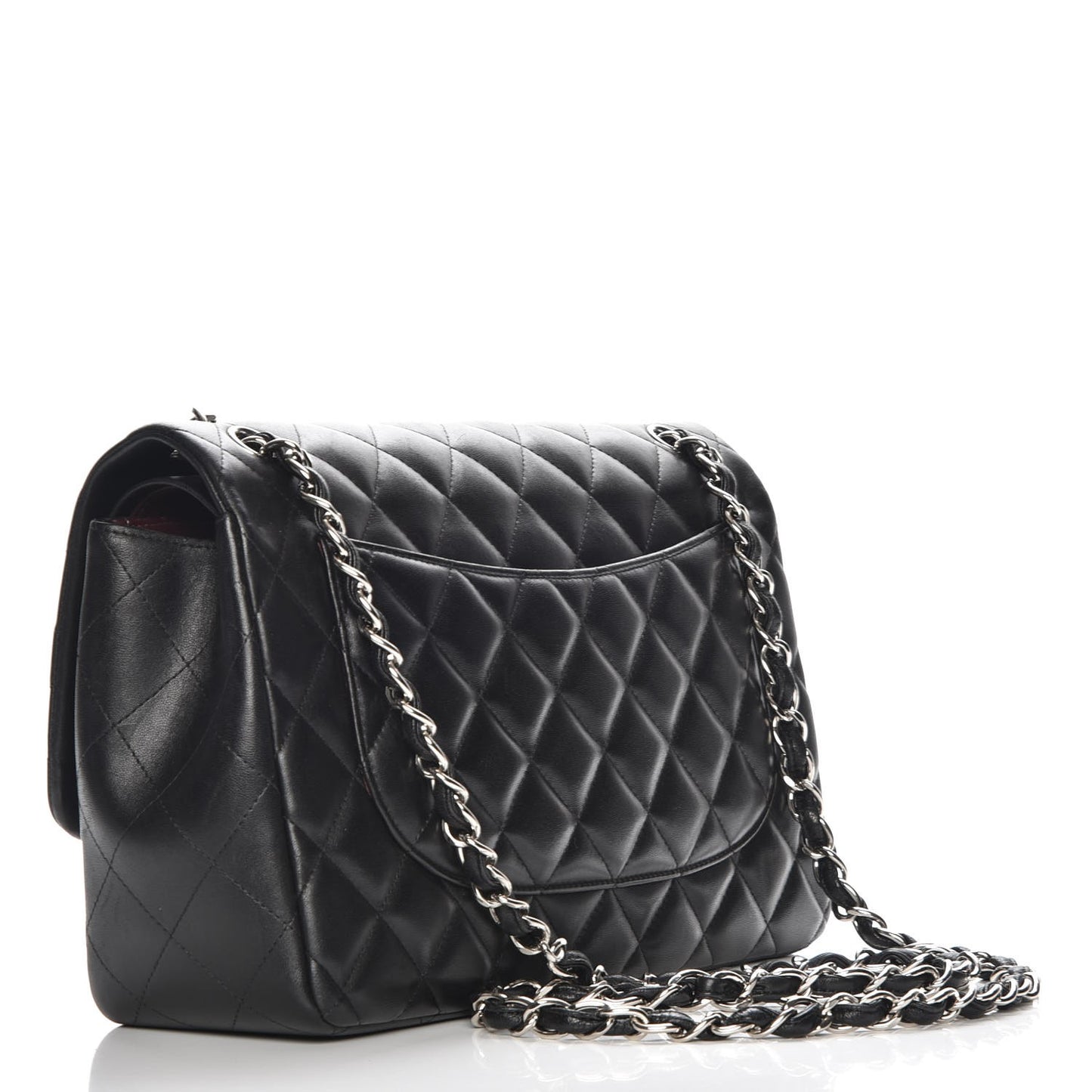 Lambskin Quilted Jumbo Double Flap Black