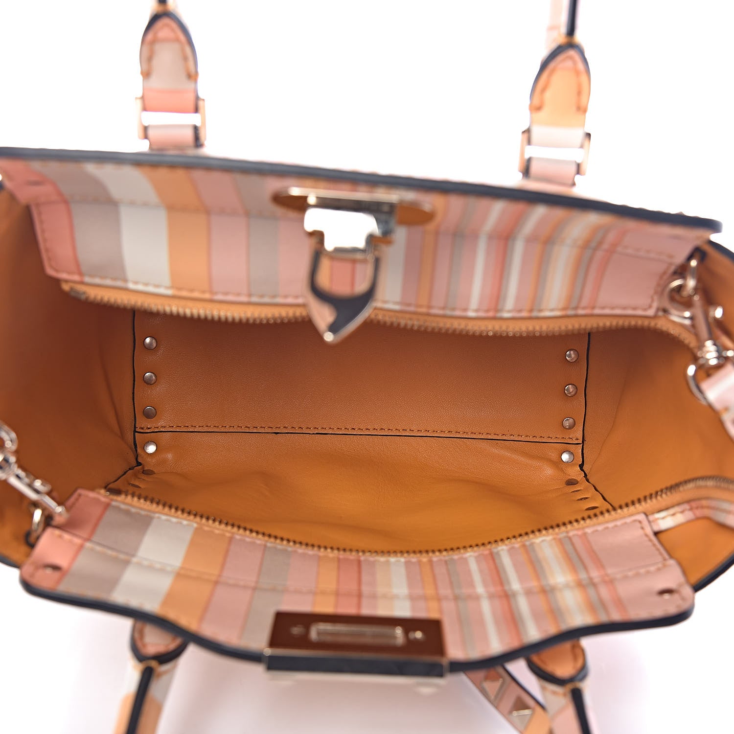 Valentino Garavani Vitello Native Couture 1975 Mini Rockstud Double Handle Tote Mandarin Sorbet 5 of 9