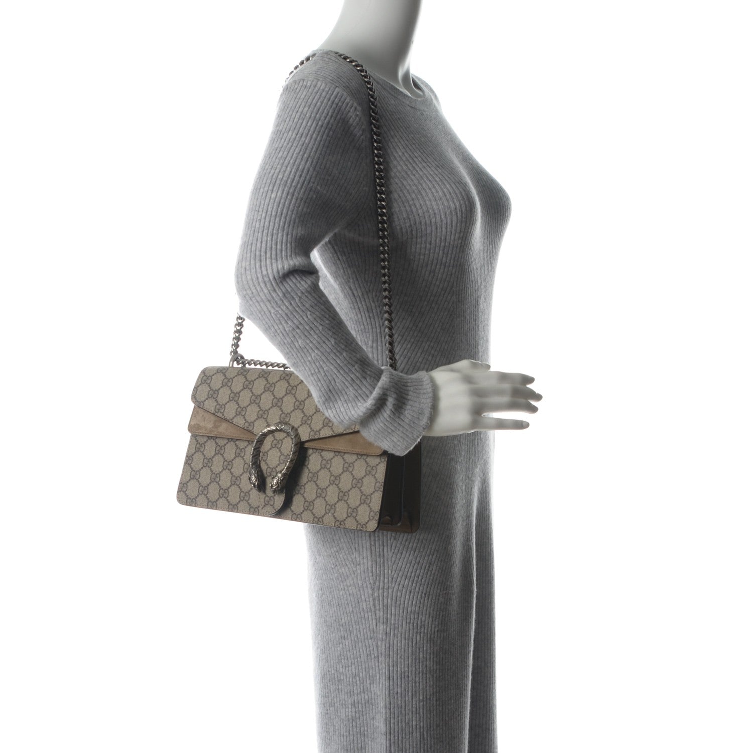 Gucci GG Supreme Monogram Small Dionysus Shoulder Bag Taupe 2 of 8