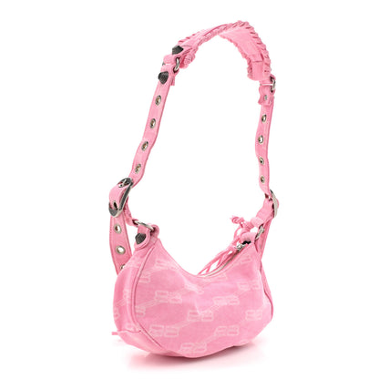 Balenciaga Denim BB Monogram Le Cagole Shoulder Bag XS Pink 3 of 11