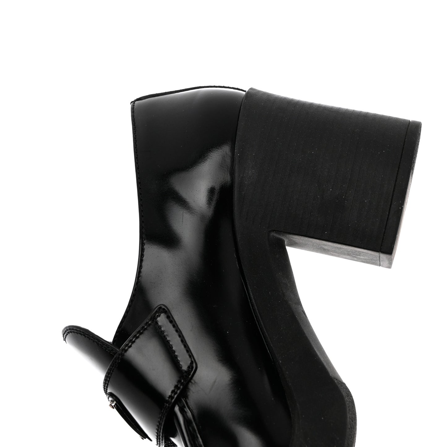 Spazzolato Metal Triangle Logo 85mm Loafers 41 Black