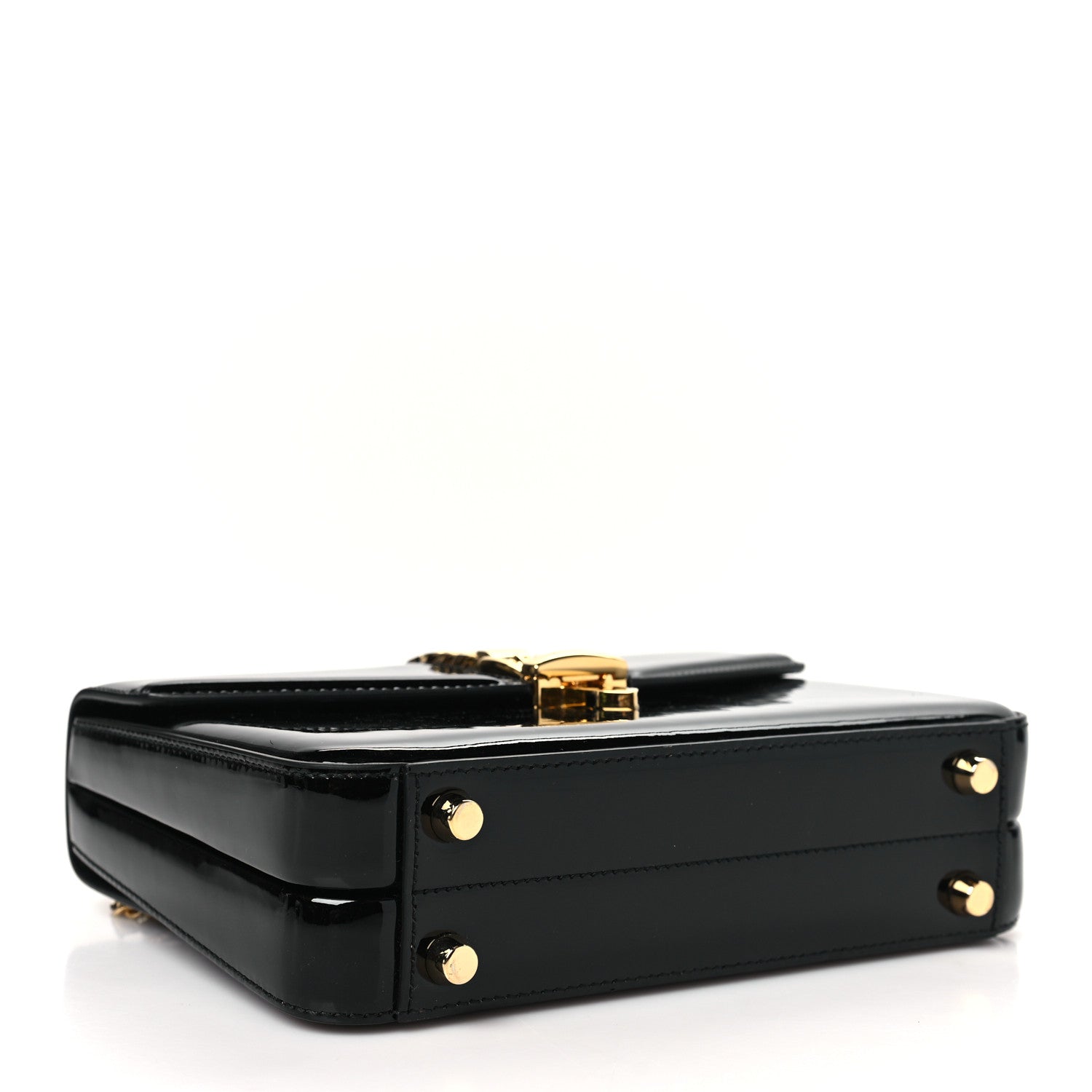 Gucci Mousse Top Patent Mini Sylvie 1969 Top Handle Bag Black 4 of 10