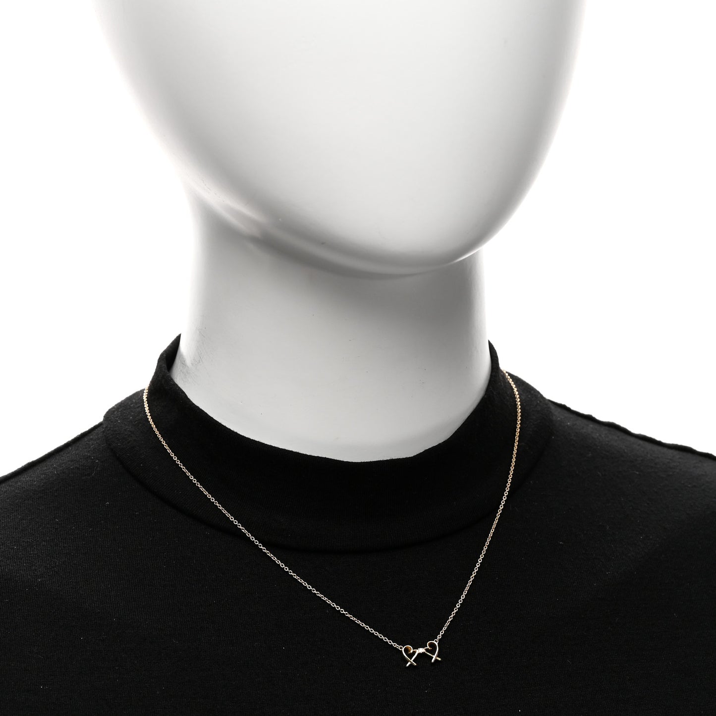 18K Yellow Gold Diamond Paloma Picasso Double Loving Heart Pendant Necklace