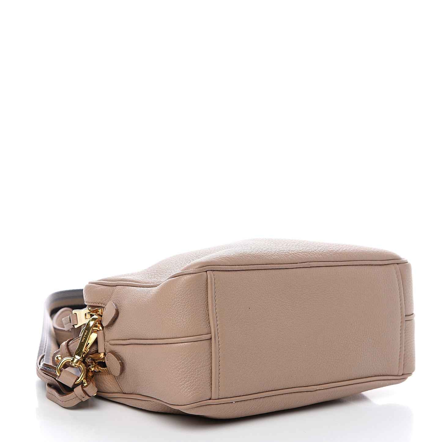 Vitello Daino Medium Double Zip Shoulder Bag Cammeo