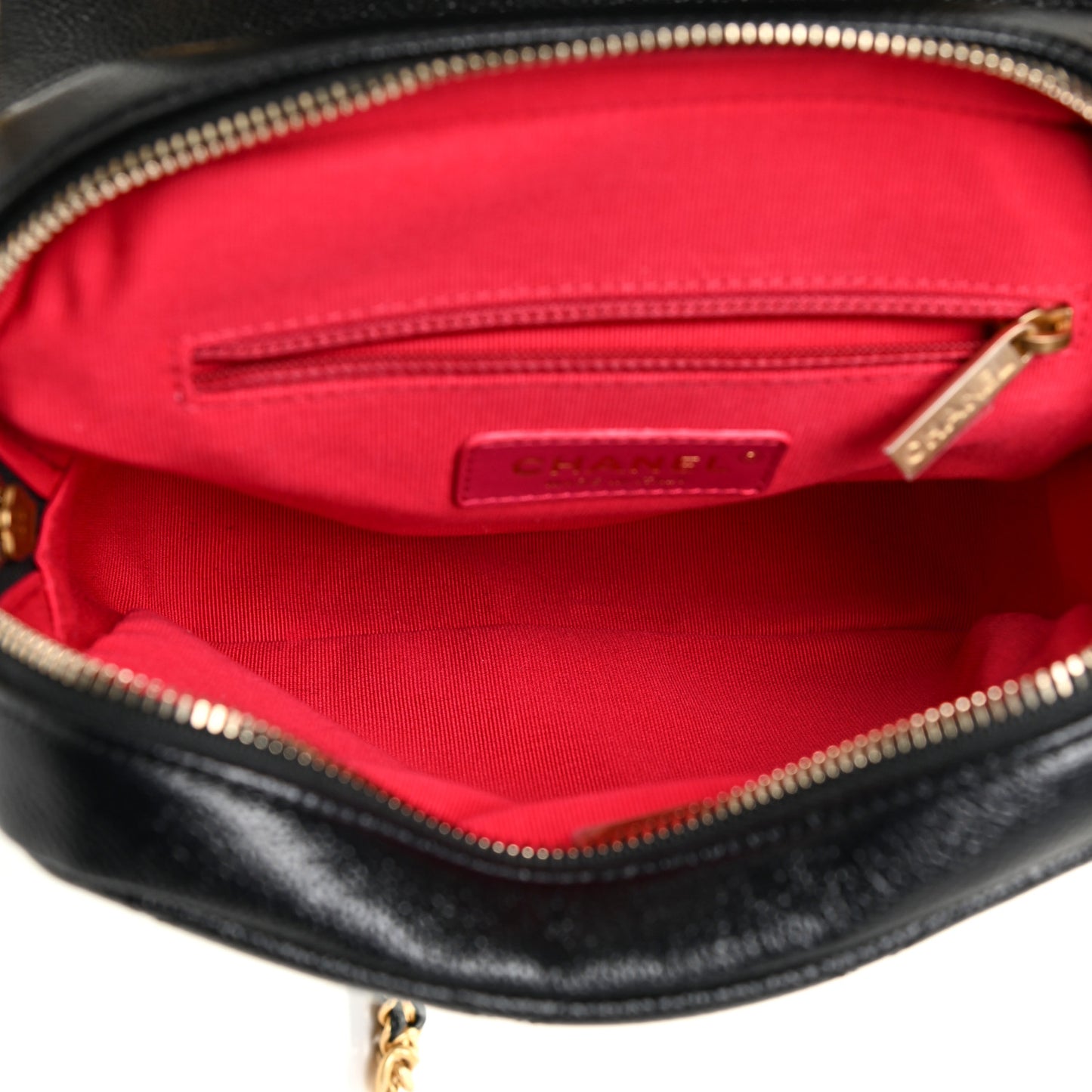 Shiny Caviar Quilted Chain Melody Backpack Black