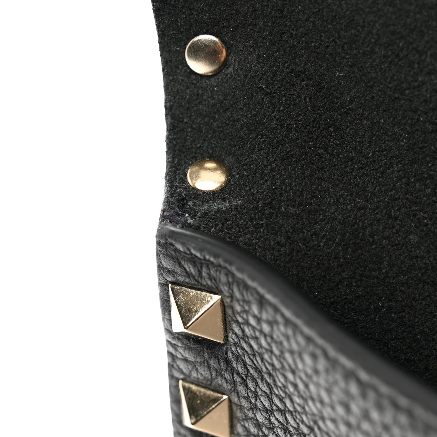 Pebbled Calfskin Medium Rockstud Envelope Flat Wristlet Pouch Black