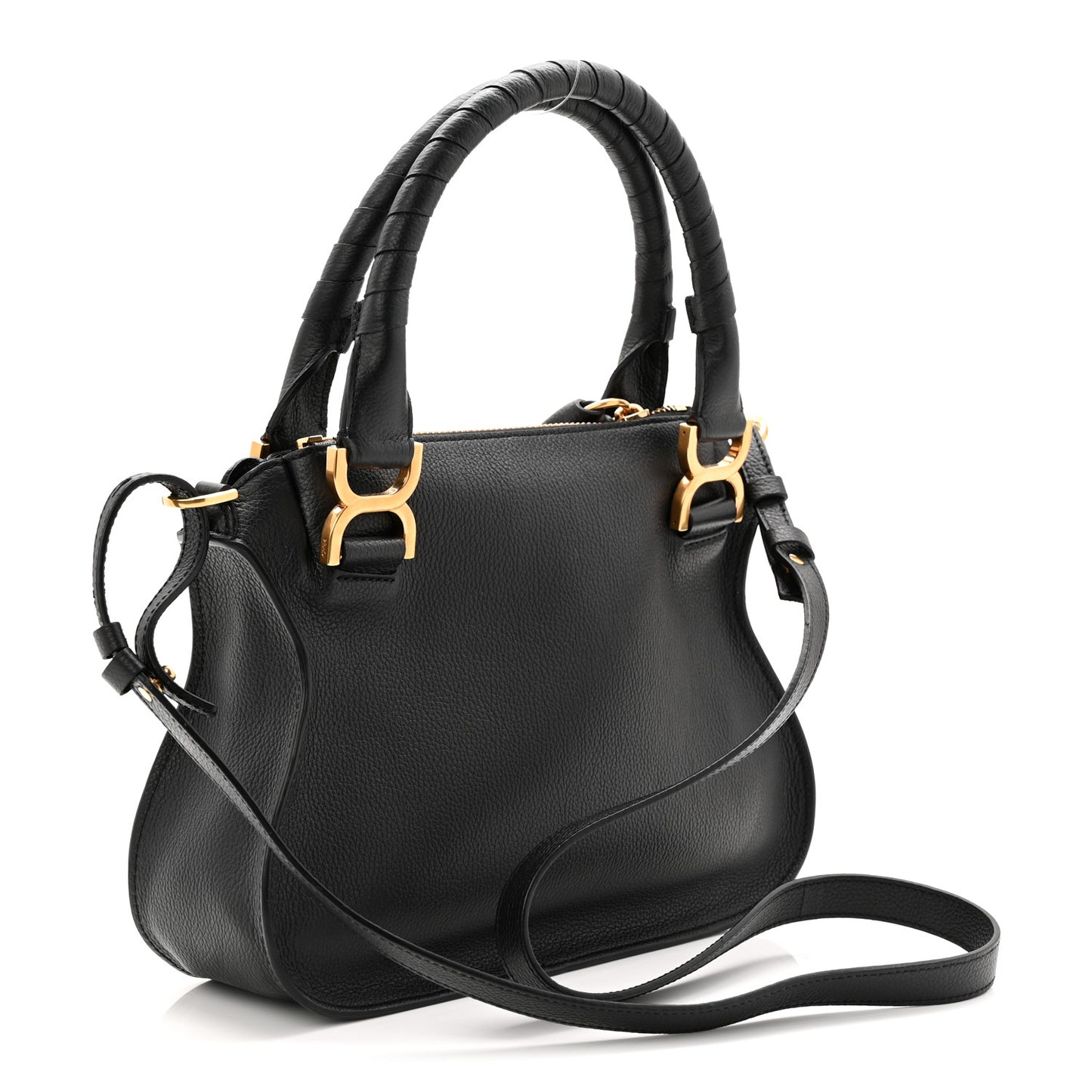 Calfskin Small Marcie Satchel Black