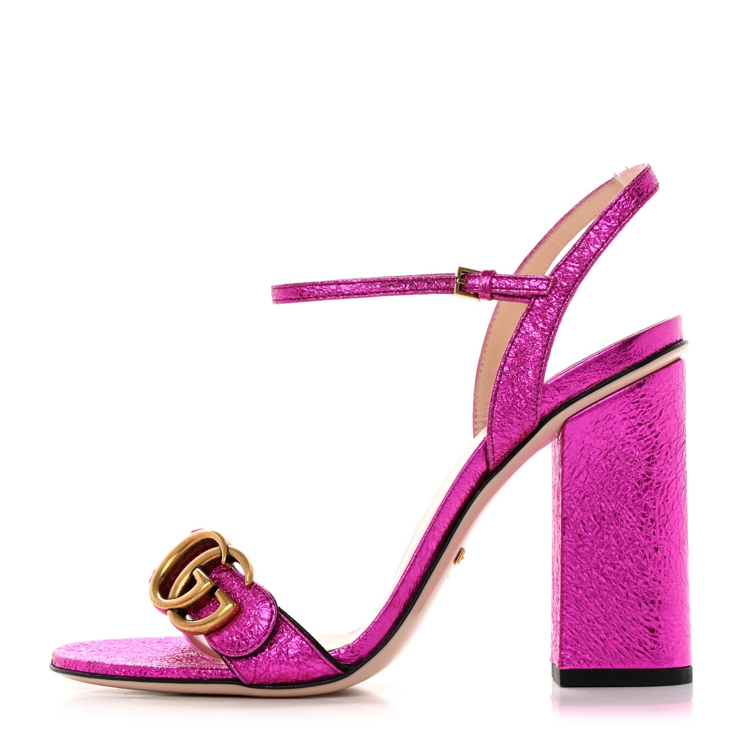 Gucci Galassia GG Marmont Ankle Wrap 105mm Sandals 38 Fuxia 1 of 9