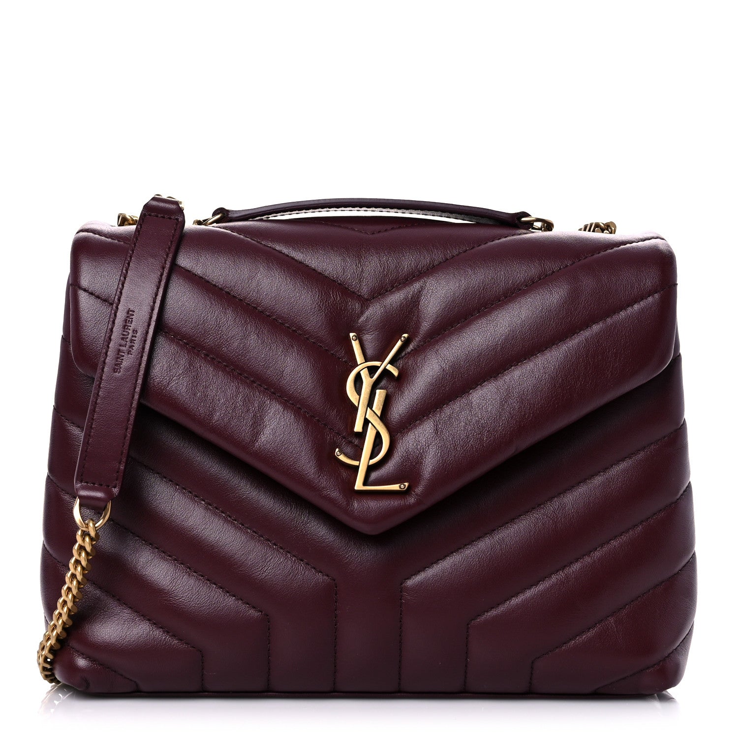 Saint Laurent Calfskin Y Quilted Monogram Small Loulou Chain Satchel Dark Legion Red 1 of 11