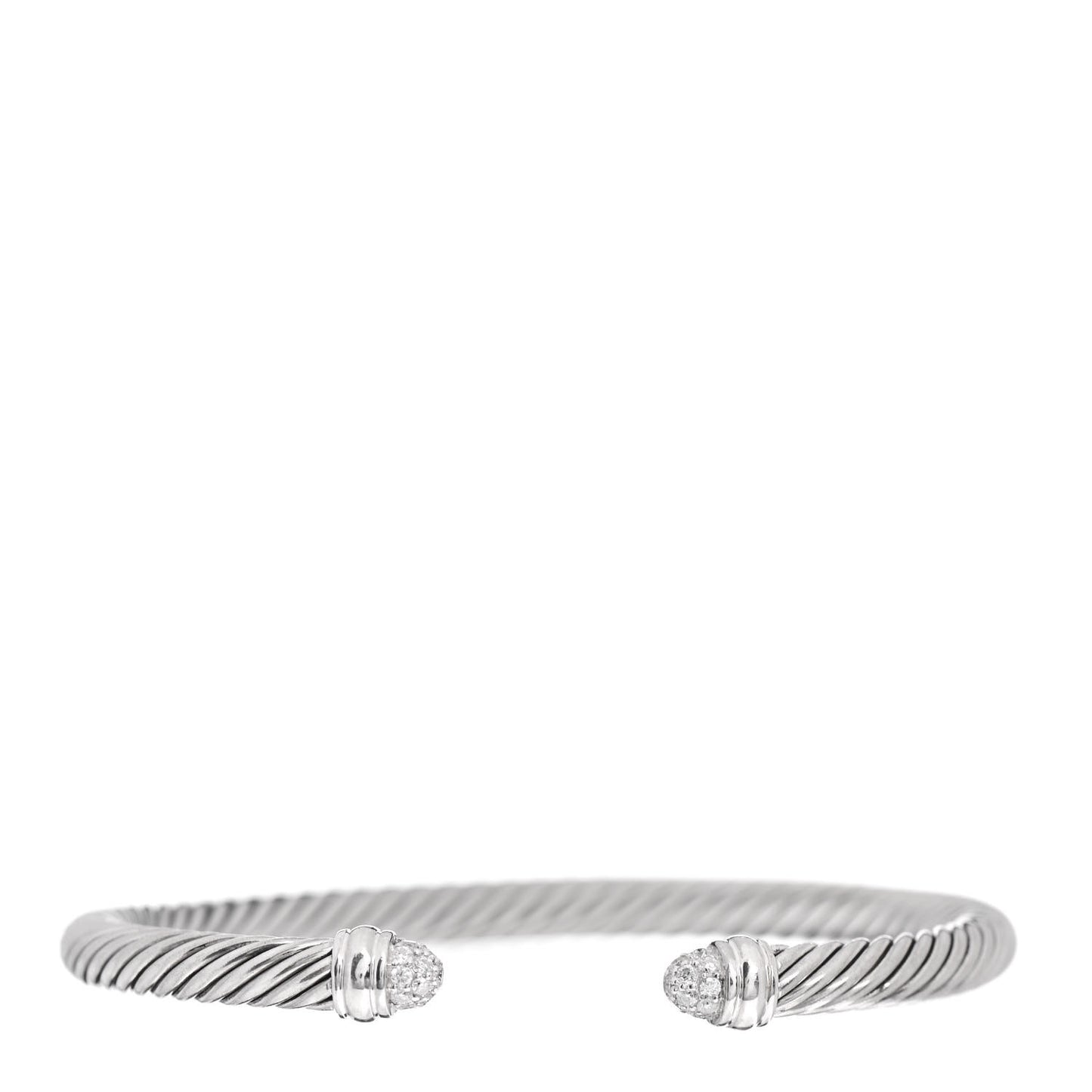 Sterling Silver Pave Diamond 5mm Cable Classics Bracelet
