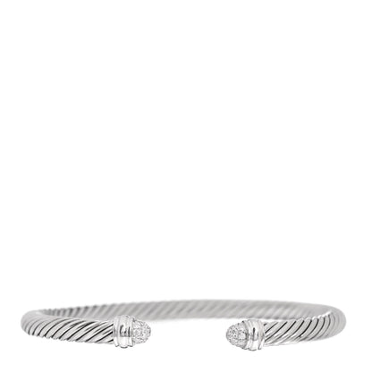 David Yurman Sterling Silver Pave Diamond 5mm Cable Classics Bracelet 1 of 4